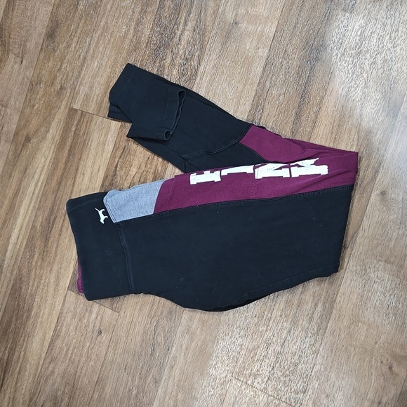 PINK Victoria's Secret Pants - VS PINK MAROON/BLACK/GREY COLORBLOCKED YOGA PANTS SIZE XS